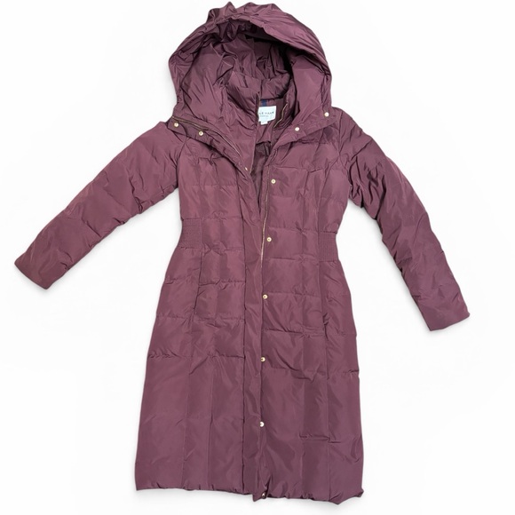 Cole Haan Jackets & Blazers - Cole Haan Long Quilted Hooded Puffer Coat - Burgundy